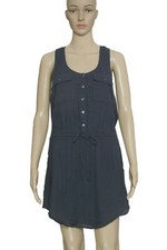  Urban Outfitters UO Button Sleeveless Drawstring Pocket Navy Tunic Dress New S
