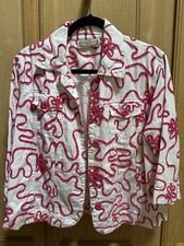 Life Style Size Pxl- Jacket, Cotton Denim, White Pink Dressy Jean Jacket