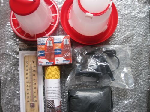 Chick Brooder Starter Kit .1.5 Litre Drinker & 1 KG Feeder, 2 bulbs, lamp, termo - Afbeelding 1 van 7