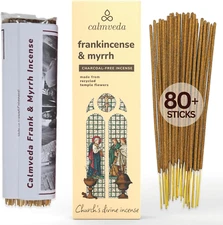 Church Frankincense and Myrrh Incense - (80 Sticks) Charcoal Free Incense, Made