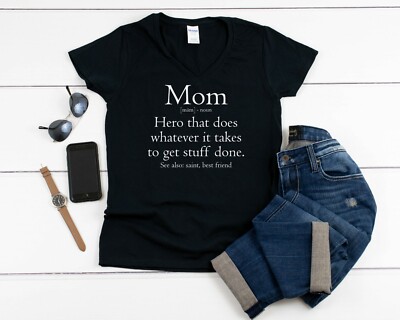Mom Definition V Neck Shirt Womens Gift Best Friend Saint Modern Mama Stylish