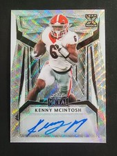 Kenny McIntosh 2023 Leaf Metal XRC Silver Wave Autograph Football Card 7/8