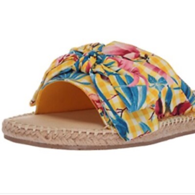 MIA Yellow Floral Gingham Slip on Sandal Sz 7 for sale