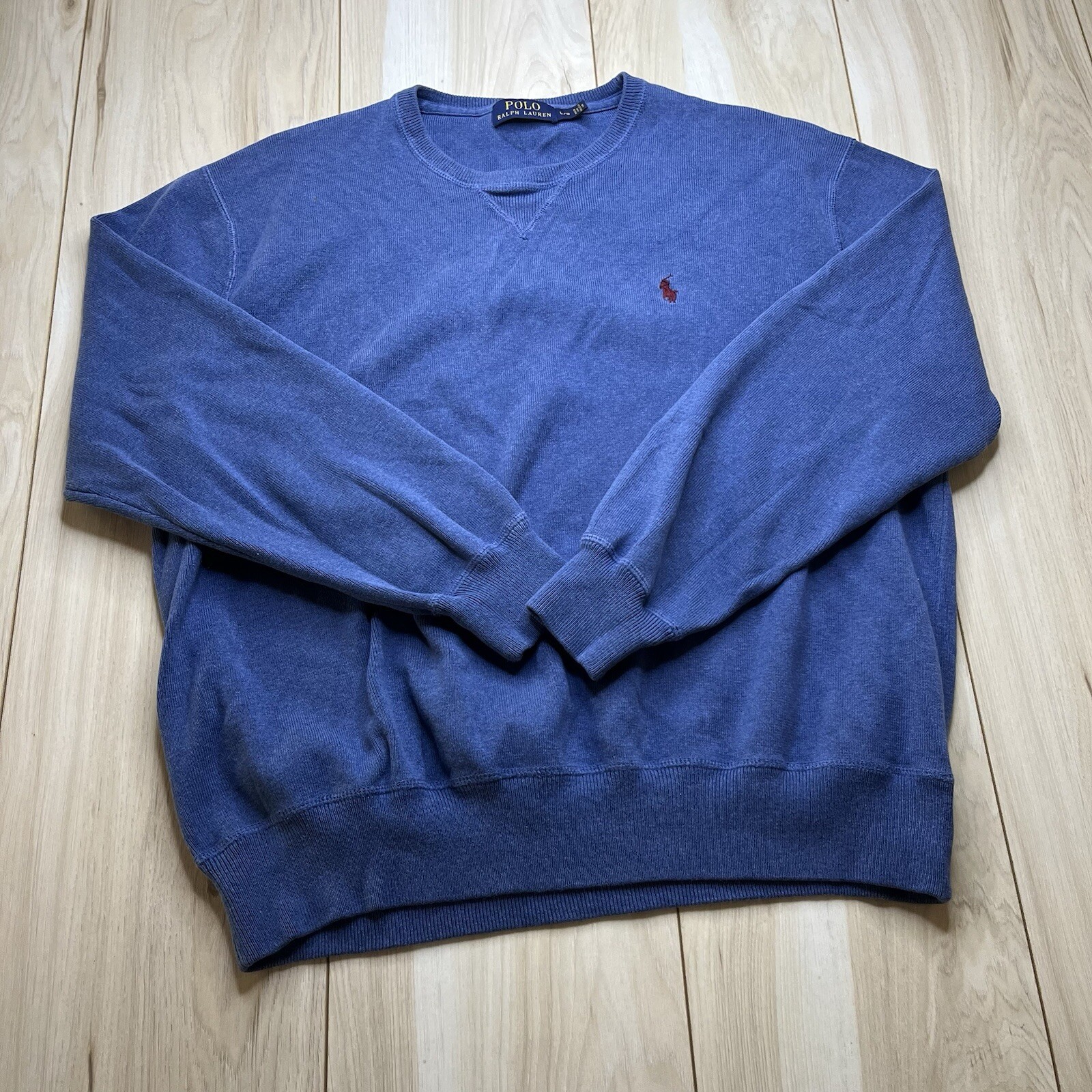 Vintage Polo Ralph Lauren maglione girocollo felpa rosso pony blu uomo taglia large