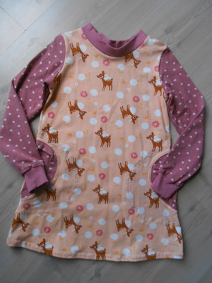 Sommer  Jersey Kleid Gr. 110-116 Übergangskleid  Unikat Taschenkleid