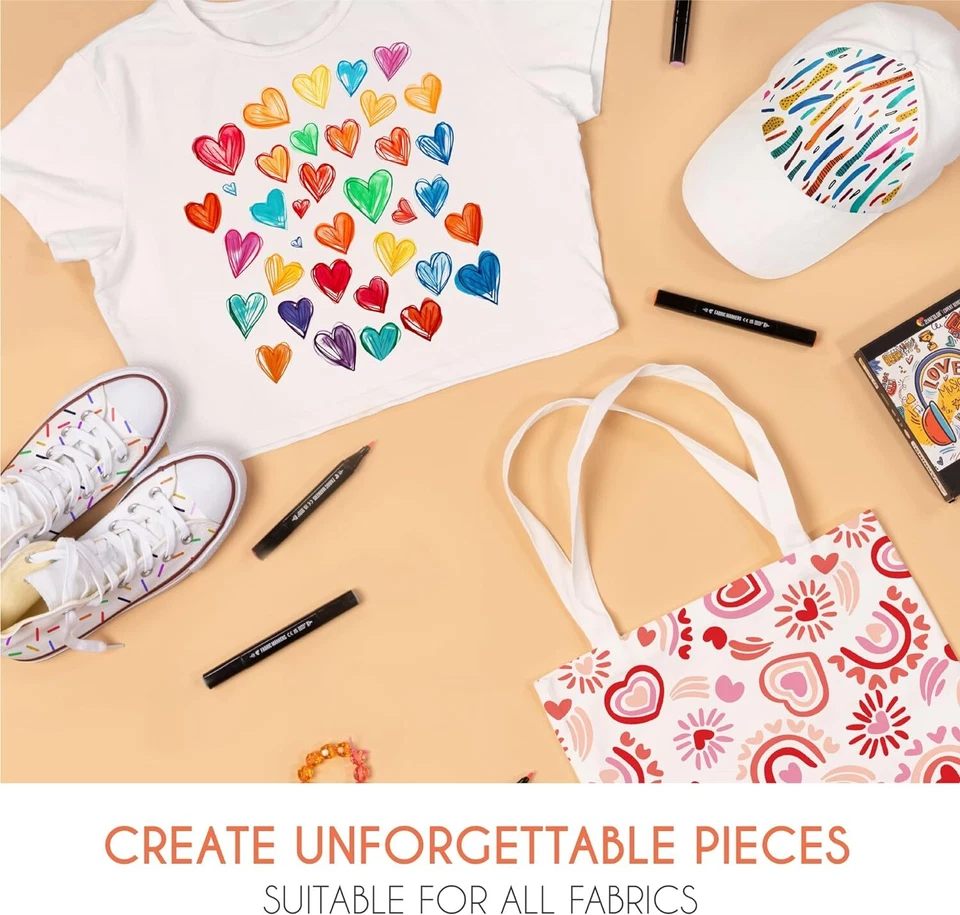 Marcadores de tela Zenacolor, doble punta, punta fina + cincel, 20 colores permanentes vivos Foto 4 de 4