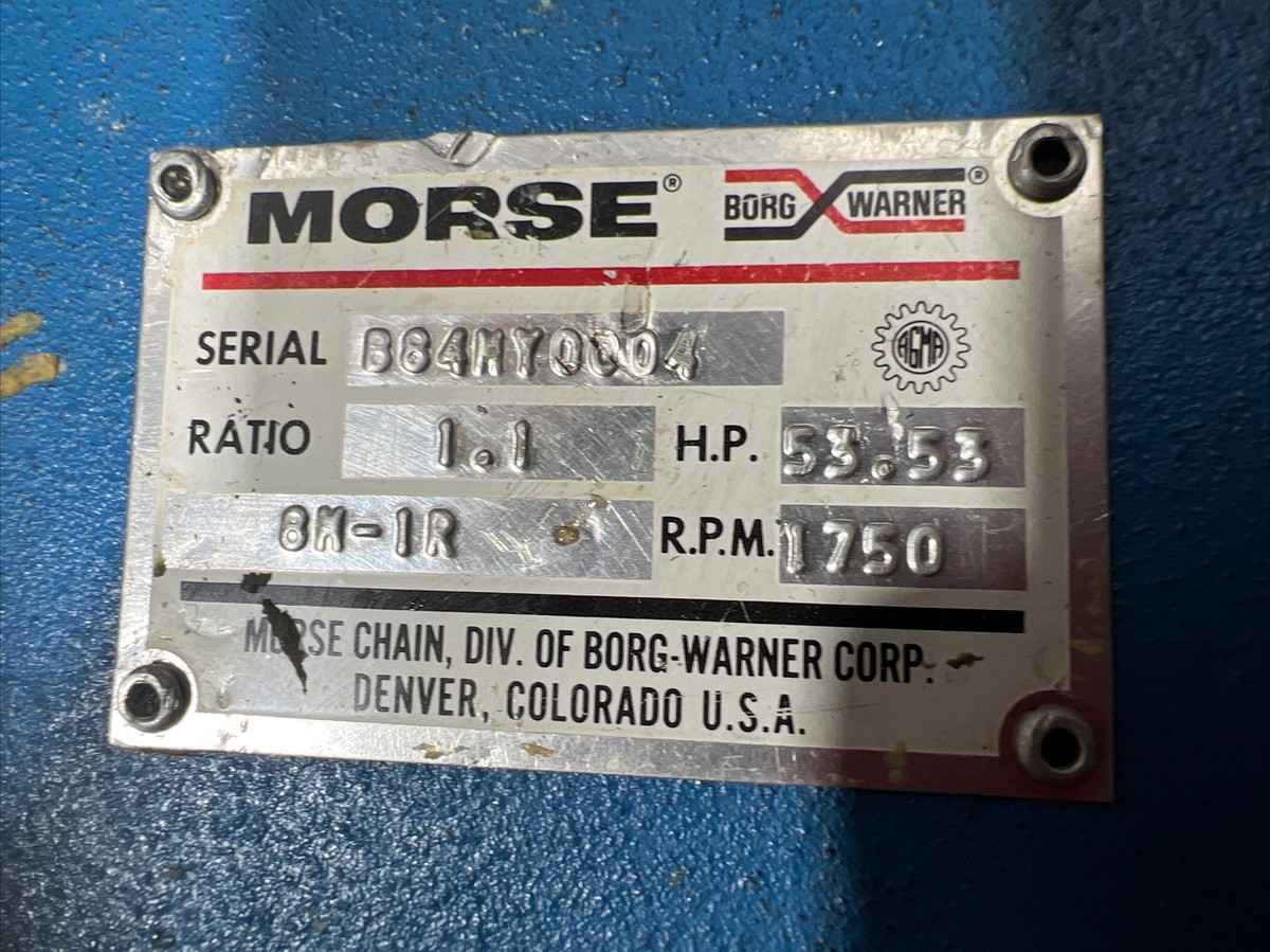 MORSE BORG WARNER 53.53HP 1750RPM 1.1 RATIO GEAR BOX 8M-1R Used