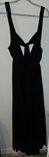 ASOS Design Curve Black Plunge Neck Tie Strap Maxi Dress Size 14