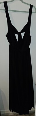 ASOS Design Curve Black Plunge Neck Tie Strap Maxi Dress Size 14 | eBay