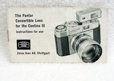 The Pantar Lens for Contina III Instructions  13 pg  Pics  Text  6.95 