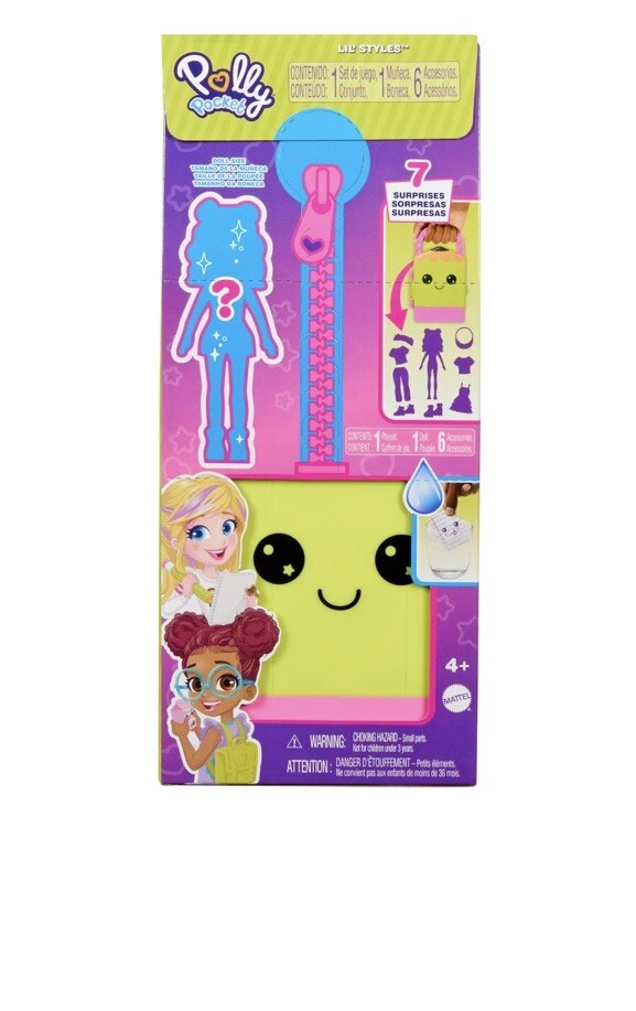 Polly Pocket Lil' Styles 7 Surprises Yellow Case Playset Doll Accessories NEW!