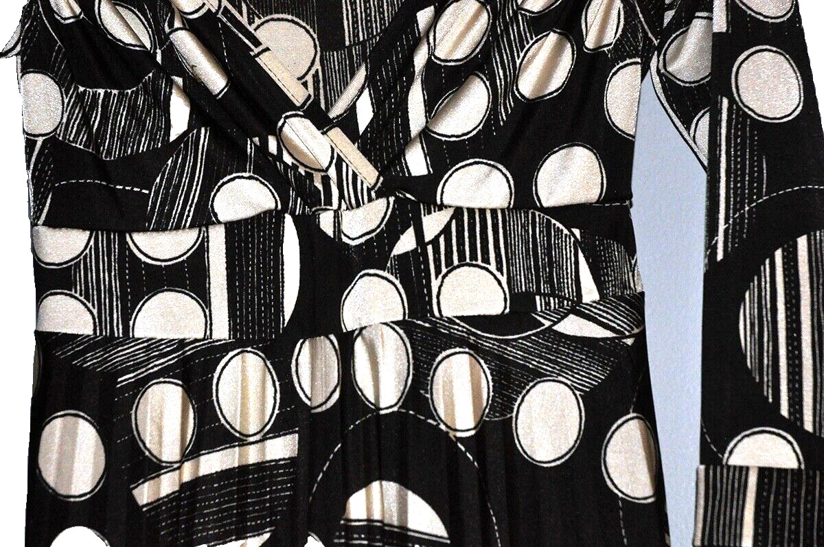 SANDRO FERRONE WOMAN'S KNIT COCKTAIL DRESS, B&W GEOMETRIC PATTERN, MADE IN ROME image 10