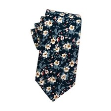 Men's Cotton Floral Neck Tie 2.56'' Printed Skinny Tie 01-white Floral