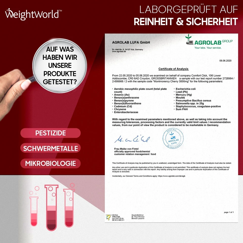 WeightWorld 180 x2 Montmorency Sauerkische Kapseln - 6000mg Pulver, 50:1 Extrakt - Bild 4 von 4