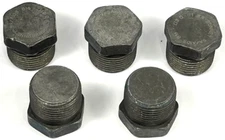 *Lot of 5* Bonney Forge - 1" NPT Hex Head Plugs - 6000# - Carbon Steel - 6000-1