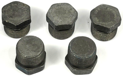 (Qty 5) Bonney Forge - 1'' NPT Hex Head Plugs - 6000# - Carbon Steel - 6000-1