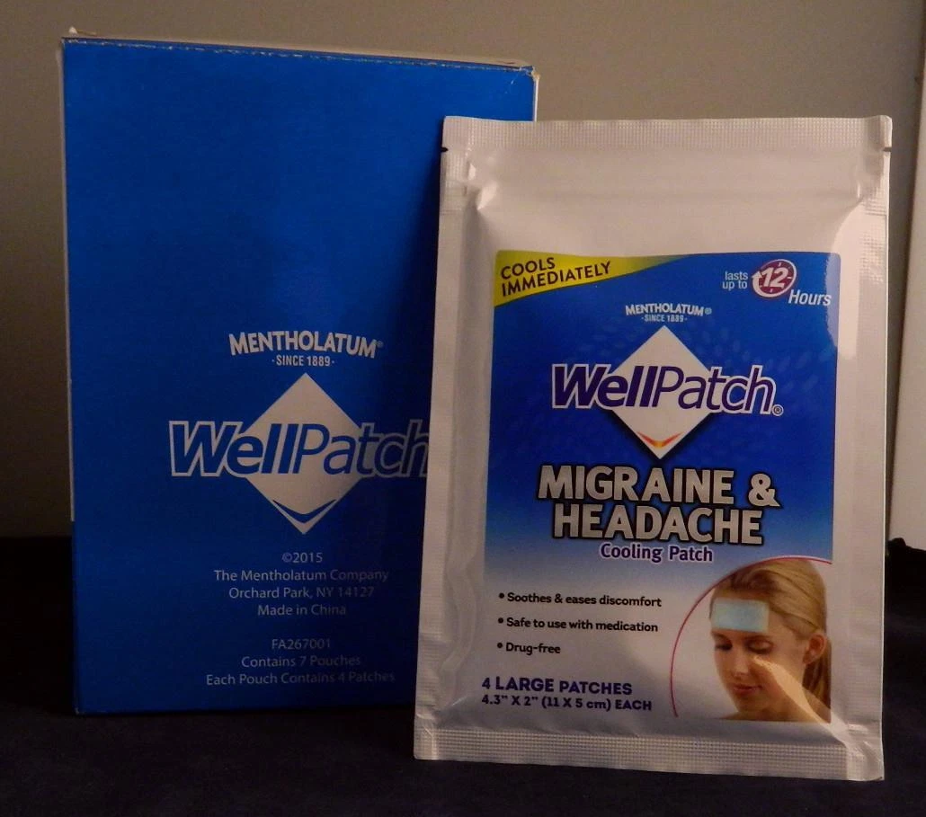 24 ct Wellpatch Migraine Headache Cooling Patch Lg Sz 4.3