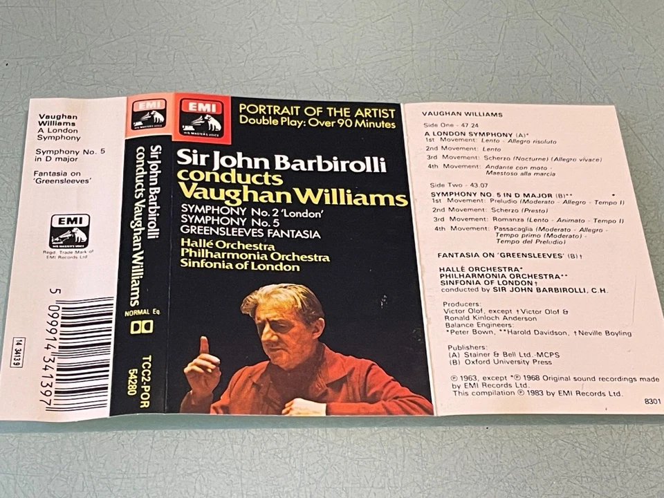 Sir John Barbirolli Conducts Vaughan Williams - Audio Cassette Tape Album - 1983 - Изображение 3 из 4