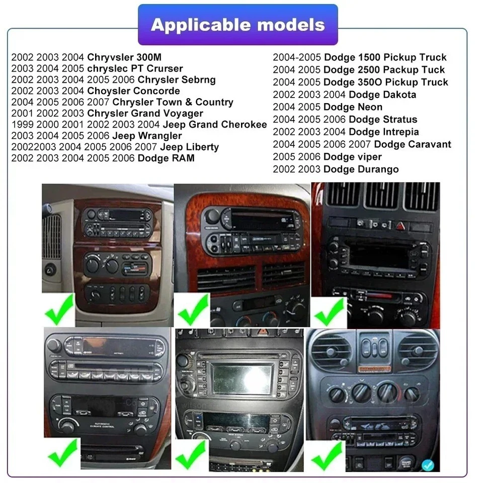 For Dodge Intrepid 2002-2004 Android 13 CarPlay Car Stereo Radio GPS WiFi FM Foto 3 de 4
