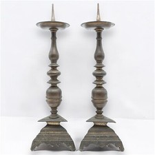 CANDELIERI IN BRONZO MASSICCIO 1700 XVIII sec CANDELABRI PORTACANDELA D’EPOCA