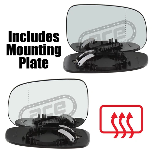 Volvo C30 2006-2010 Wing Door Mirror Glass Heated Chrome Aspherical Clip On Pair