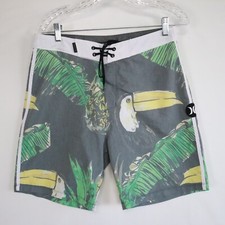 Hurley Board Shorts Mens 30 Tropical Palm Toucan Bird Surf Swim Beach Trunks