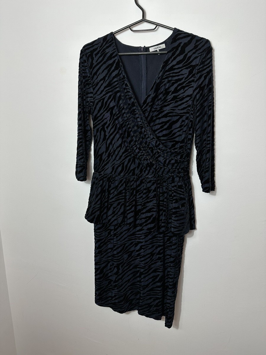 GANNI Adrian Zebra Velvet Dress Size 40 | eBay