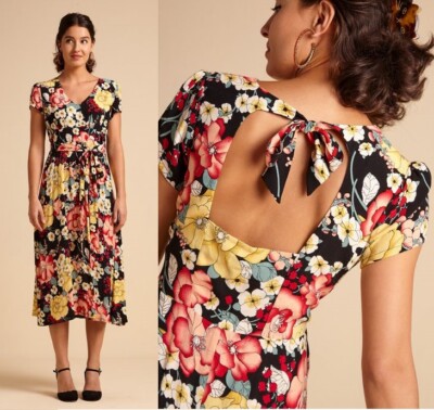 King Louie Dress Flowers Floral Red Yellow Green Shiloh Dress