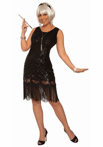 Women's Black Flapper Fringe Costume 