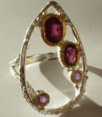 CeS Ring mit Amethyst und Rhodolith Granat- durchbrochenes Design