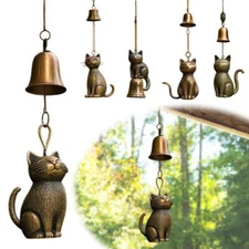 Cat Wind Chime 2025 New Unique Cat Garden Decor Outdoor Cat Statue Themed G X5..