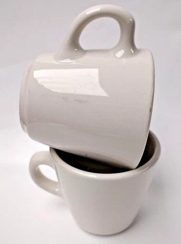 Pair of HLC USA HOMER LAUGHLIN Restaurant Ware Ivory Mugs Thick 6oz