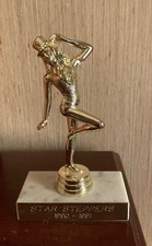 1990's Italian Marble Gold Tone Dance Trophy Dance Team Line Pom squad