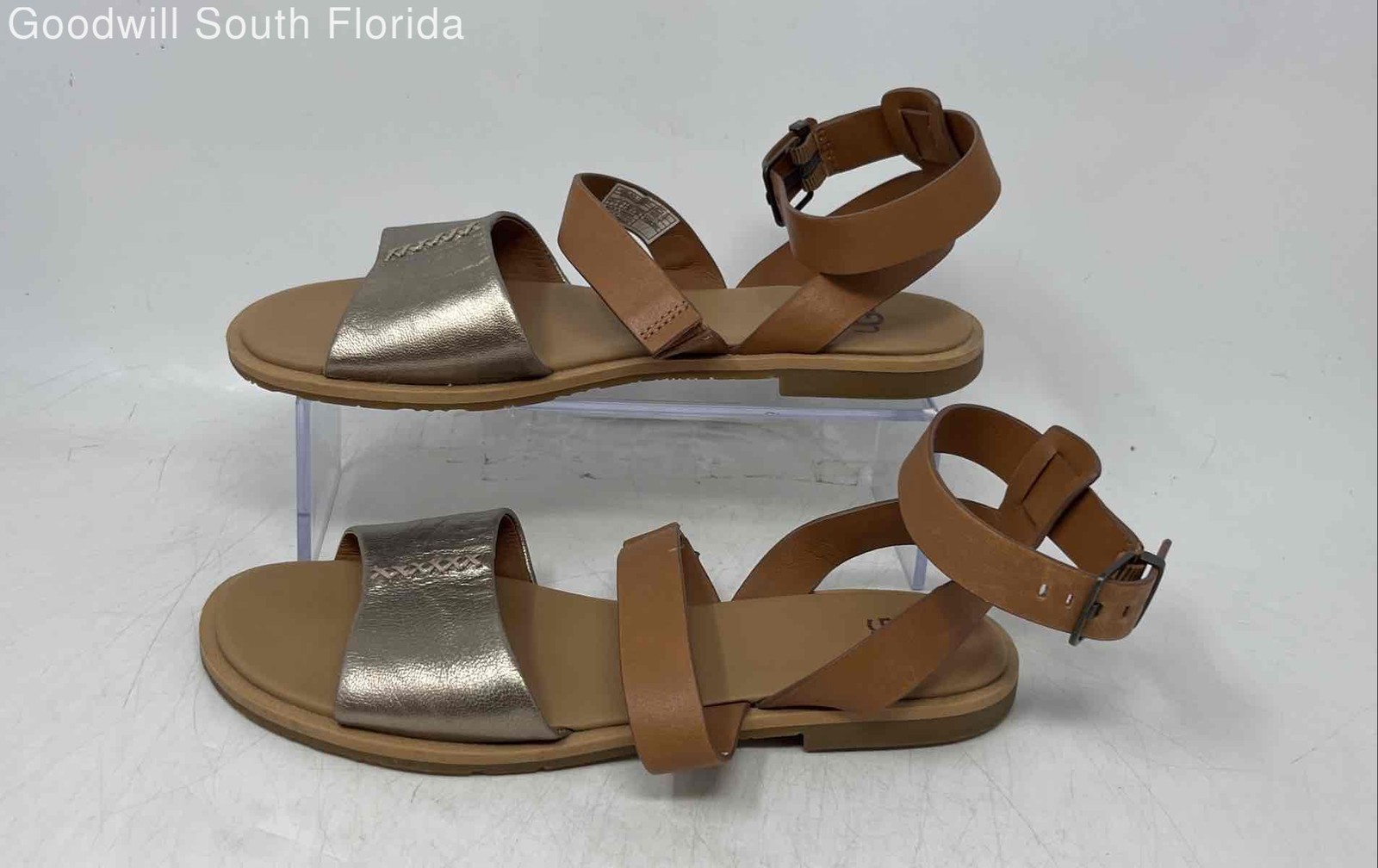 UGG Womens Zahara Brown Leather Open Toe Ankle Strap Sandals Size 7