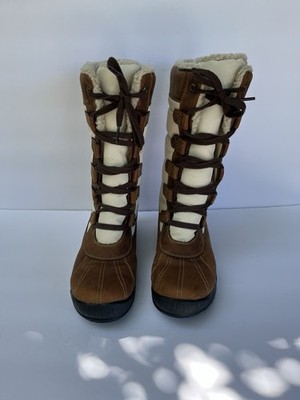 Timberland Women s Mt.Hayes Tall Waterproof Snow Boots Brown Leather Lace Up Sz7