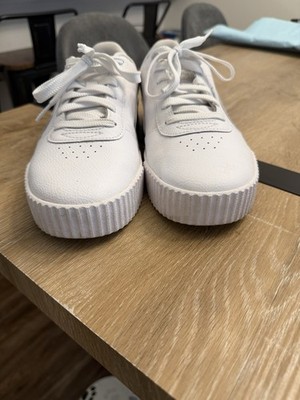PUMA Carina Leather SoftFoam+ Women s Low Top Lace-Up Sneakers White Silver