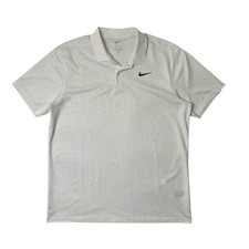 Nike Polo Shirt Mens L Large White Dri Fit Victory Micro Print Performance Golf