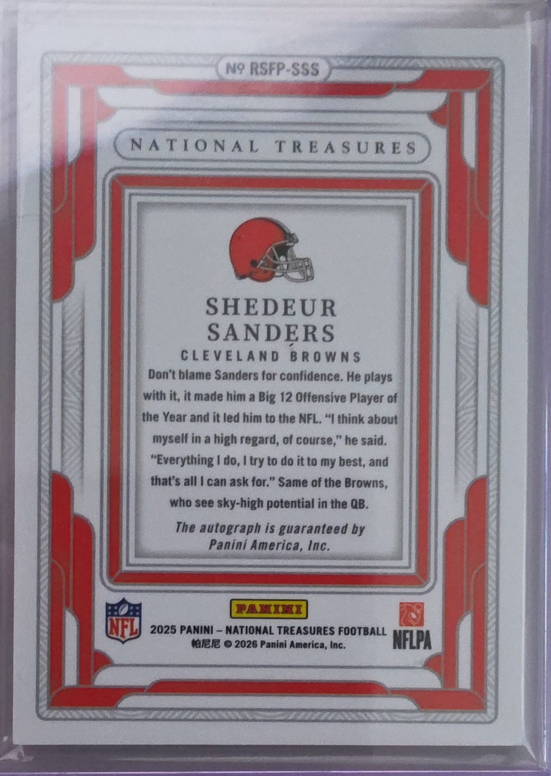 2025 Panini National Treasures Shedeur Sanders ROOKIE AUTO RC /99 #RSFP-SSS view 2