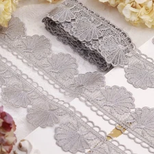 Grey Venice Lace Trim 4.5 Yards Decorative Ribbon For Diy Crafts And Decor
