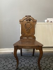 Carved Wood Dining Chair Brown Dark Wood Decorative Back Cabriole Legs 45cm
