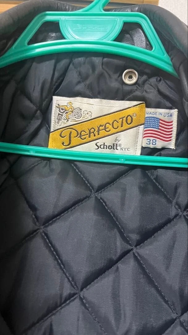 Chaqueta de cuero Schott 618 Double Rider negra M vintage