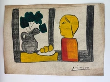 Pablo Picasso COA Art Painting Original Drawing Vintage Paper Signed