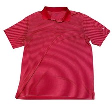 Nike Golf Men's XL Dri-FIT Red White Striped Short Sleeve Polo Shirt Active