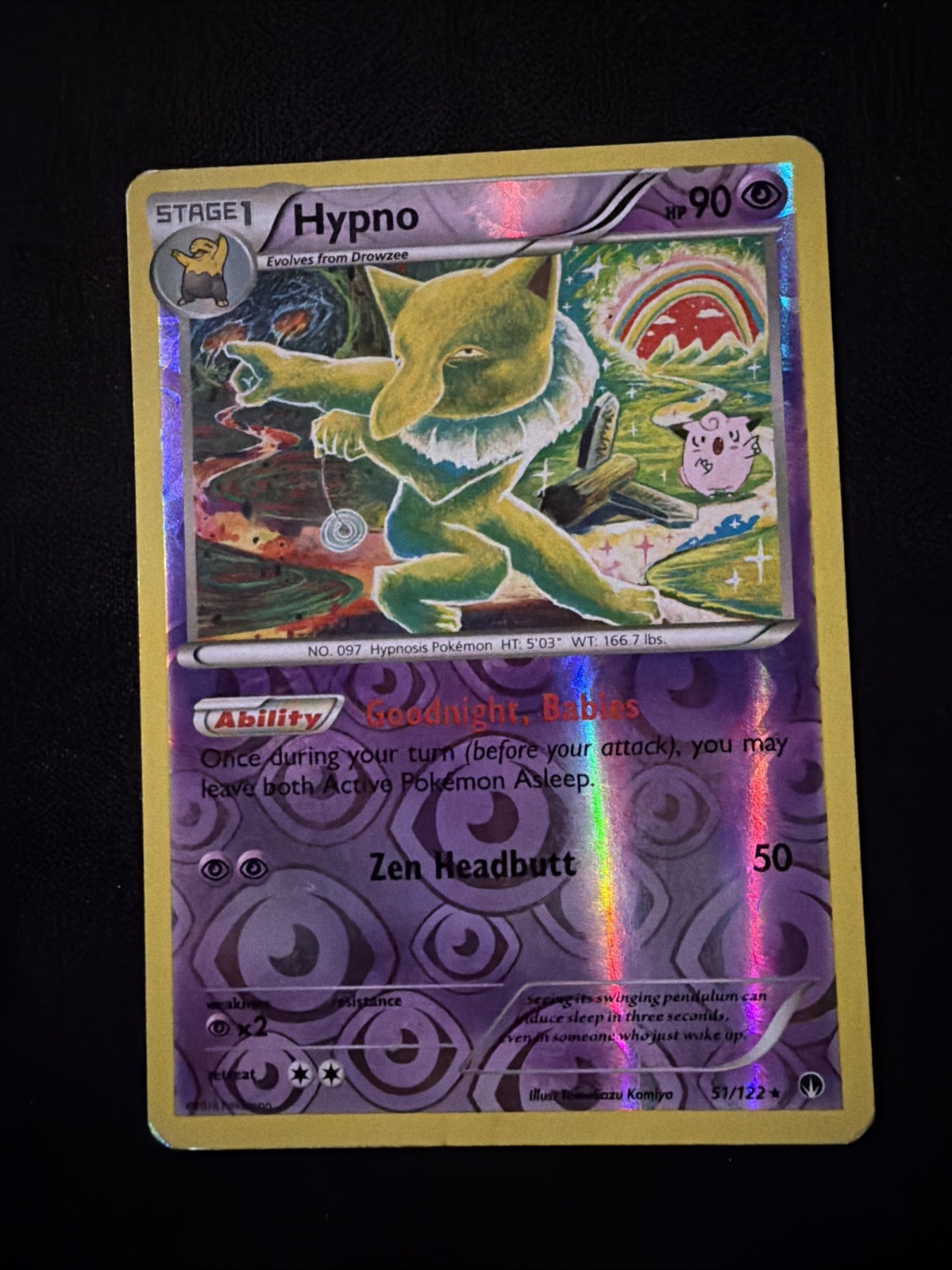 Hypno 51/122 Breakpoint Rare Reverse Holo Stage 1 90 HP EN Pokemon TCG