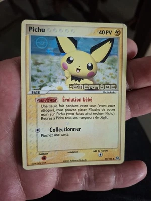 PICHU 59/106 STAMP BLOC EX ÉMERAUDE POKÉMON FR HOLO REVERSE - Photo 1/4