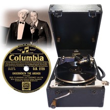 1930er Decca 130 "The Salon" tragbares Grammophon zum Aufziehen - SEHEN & HÖREN Sie es spielen!