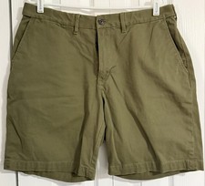 Lands' End Men s Chino Shorts Traditional Fit Olive Cotton/Spandex Blend