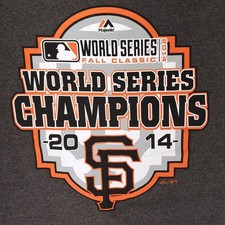 Majestic SF Giants 2014 World Series Champion T-Shirt Men's L Gray Crew Baseball
