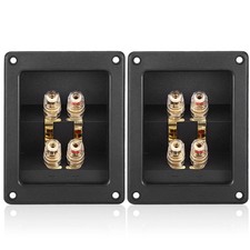 2PCS Rectangle 4-Way Speaker Terminal Box, Gold-Plated Binding Post Terminal ...