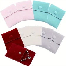 10pcs Velvet Bags with Iron Snap Button Jewelry Pouches Bags Gift bag Mixed